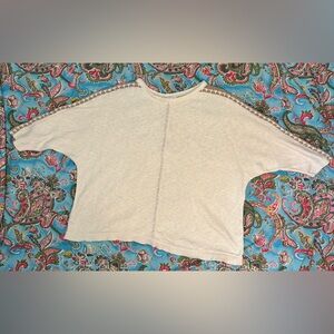 JJILL cotton PLUS SIZE dolman sleeve CROCHET long sleeve TOP cotton size 2x